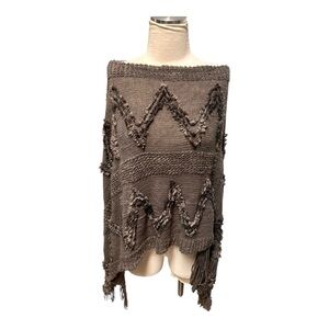 Pretty Angel gray purple poncho with fringe one size